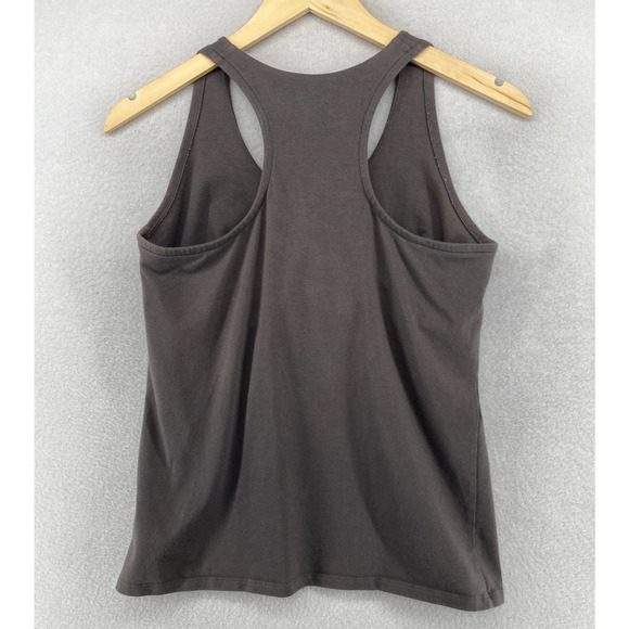 EILEEN FISHER Tank Top M Stretch Cotton Jersey Shelf Bra Racerback Gray USA - Picture 3 of 11
